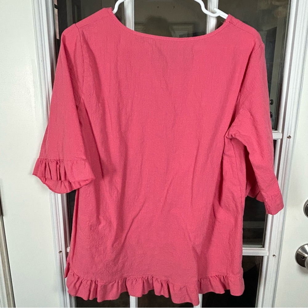 Pink‎ Ruffle Hem V-Neck Top - Picture 9 of 11